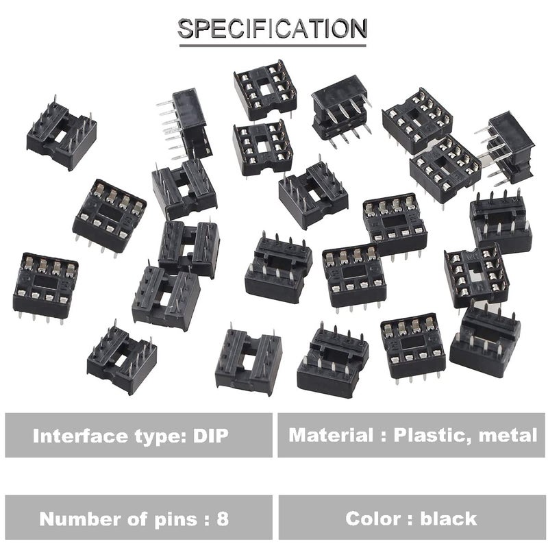 DKARDU 100 قطعة 8 دبوس DIP IC مقبس 2.54 مم فاصل مقبس IC نوع دبوس مسطح مكونات IC سهلة التركيب مع قلم سلك القصدير للتجارب الإلكترونية DIY - Image 5